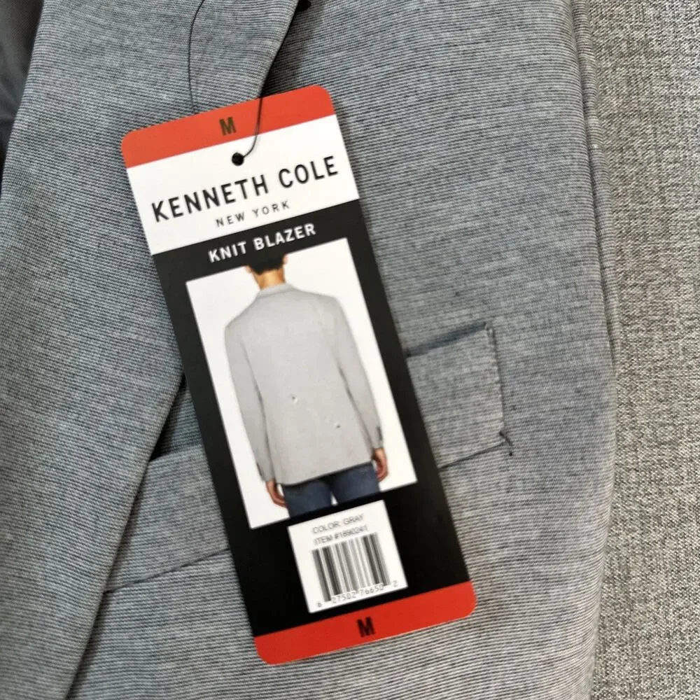 Kenneth Cole Men's New York Knit Blazer Classic Fit Jacket, Gray, Size M